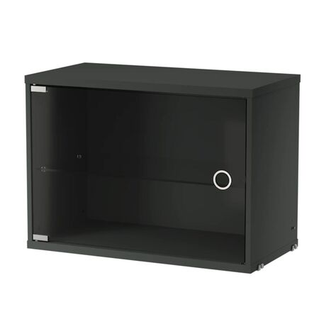String Furniture String Furniture Schrankelement mit Glasschwingtür B 58 x T 30 cm Höhe 32 cm  - Mattlack 04 schwarz, Darkgrau