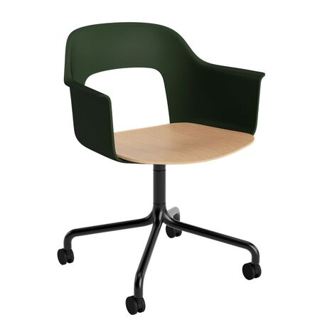 HAY Living Büro-Armlehnstuhl Layout 262 von Hay Bottle green, Schwarz pulverbeschichtet Aluminium, Natural 