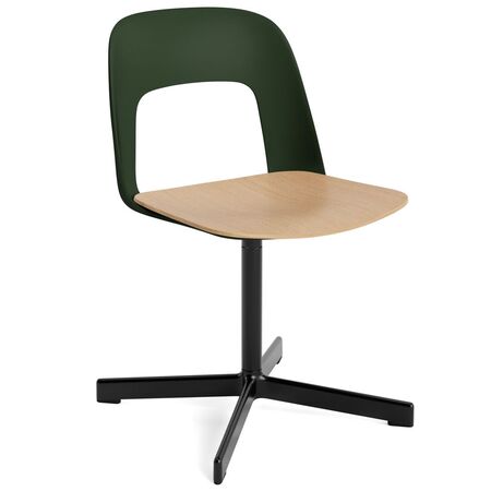 HAY Living Stuhl Layout 132 von Hay Bottle green, Schwarz pulverbeschichtet Aluminium, Natural 