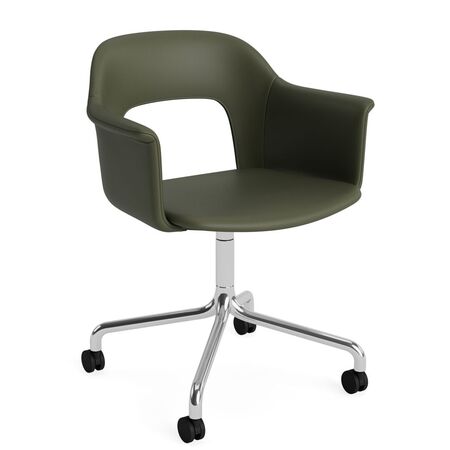 HAY Living Büro-Armlehnstuhl Layout 264 von Hay Aluminium poliert, Grano - Caper green