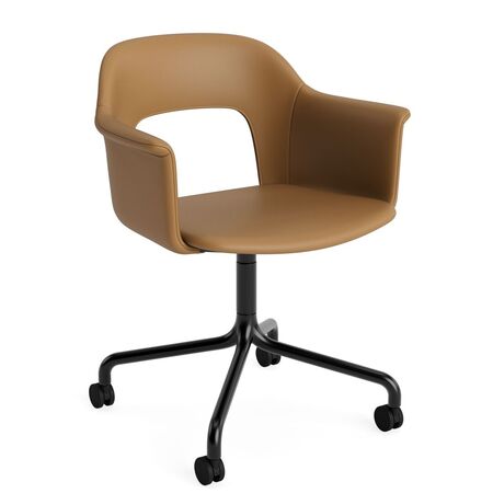 HAY Living Büro-Armlehnstuhl Layout 264 von Hay Schwarz pulverbeschichtet Aluminium, Grano - Cognac