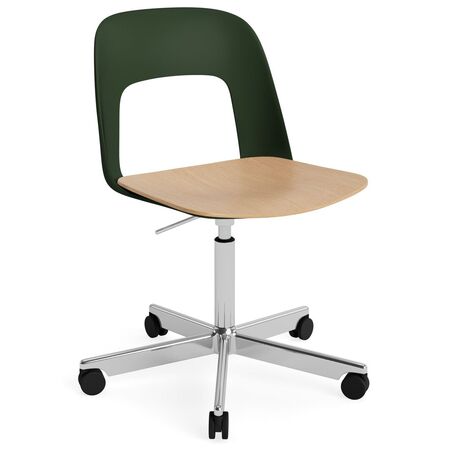 HAY Living Bürostuhl Layout 142 von Hay Bottle green, Aluminium poliert, Natural 