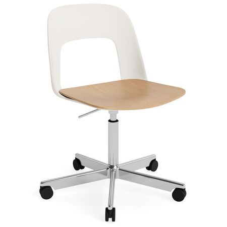 HAY Living Bürostuhl Layout 142 von Hay Cream White, Aluminium poliert, Natural 