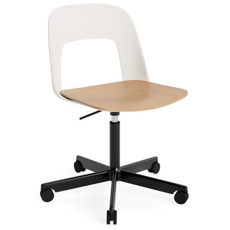 HAY Living Bürostuhl Layout 142 von Hay Cream White, Schwarz pulverbeschichtet Aluminium, Natural 