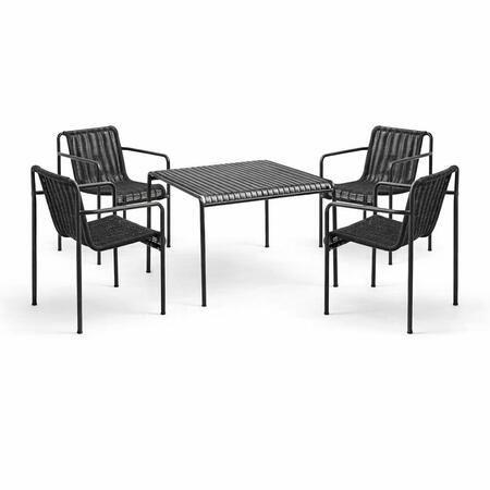 Palissade Cord im Dining Set mit Gartentisch 82.5x90 cm und Armlehnstühlen - 4 Personen von Hay