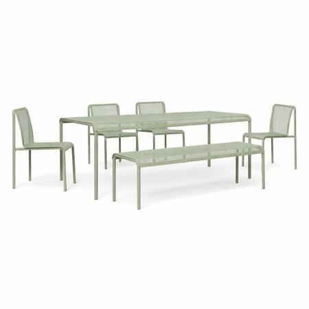 Ferm Living Dapple im Set mit rechteckigem Tisch, 4 Stühlen und Bank Von Ferm Living  Tea Green