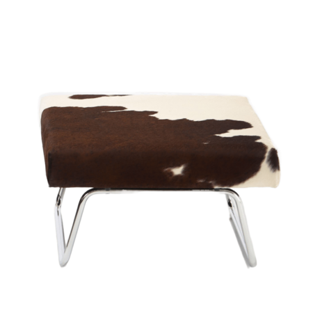 Richard Lampert  Hocker zum Hirchesessel Stoff 1 Braun - Weiss, Gestell Chrom