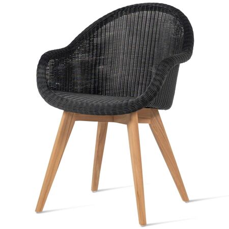 Vincent Sheppard Vincent Sheppard Edgard Dining Chair Schwarzes Kunstgeflecht, Unbehandeltes Teakholz