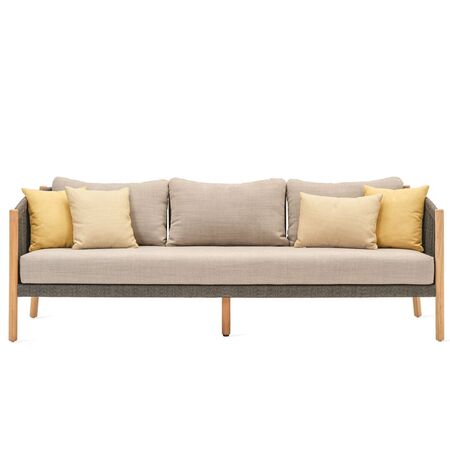 Vincent Sheppard Vincent Sheppard Lento Lounge Sofa 3S Untreated Teak/Anthracite Rope Anthrazit, Teakholz