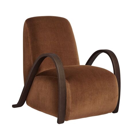 Ferm Living Buur Lounge Chair Eichenholz dunkel gebeizt, Rust 67 - Rich Velvet