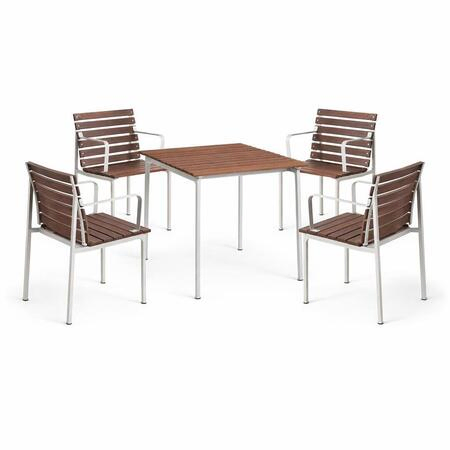 Traverse im Dining Set mit Gartentisch 75x83cm und Armlehnstühlen - 4 Personen von Hay