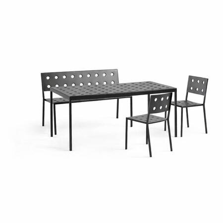 Balcony im Dining Set mit Gartentisch 144x76cm, Gartenbank und Stühle - 4 Personen von Hay
