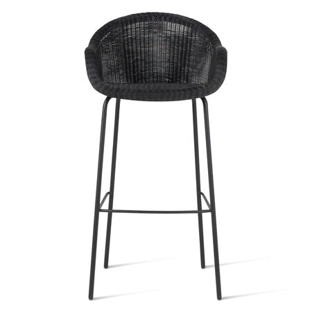 Vincent Sheppard Vincent Sheppard Edgard Bar Stool Teak Schwarzes Kunstgeflecht, Stahl A