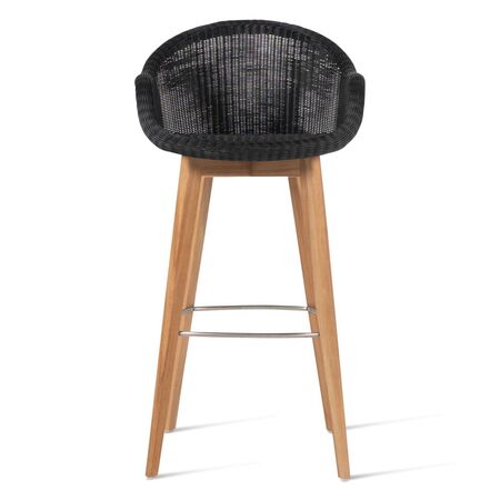 Vincent Sheppard Vincent Sheppard Edgard Bar Stool Teak Schwarzes Kunstgeflecht, Unbehandeltes Teakholz