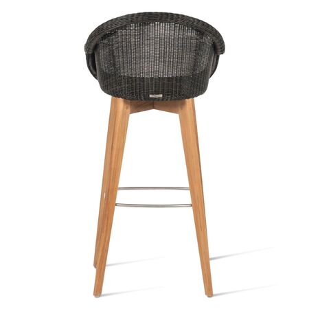 Vincent Sheppard Vincent Sheppard Edgard Bar Stool Teak Schwarzes Kunstgeflecht, Unbehandeltes Teakholz