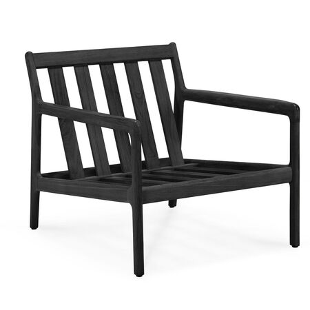 Ethnicraft Jack Loungesessel für Draußen Ohne Kissen, Teakholz schwarz lackiert