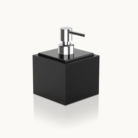Decor Walther Seifenspender Brownie SSP-Lederimitat schwarz / schwarzes Glas mit Pumpe Chrom