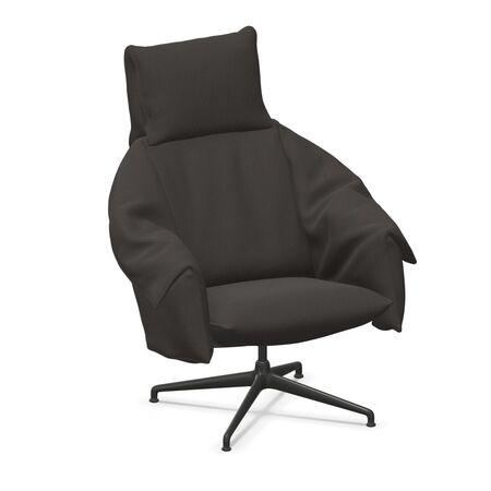 Vitra BCU Bascule Highback von Vitra Dunkelbraun 07 - Iroko 2, Tiefschwarz 12 pulverbeschichtet (glatt), H: 43 cm