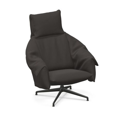 Vitra BCU Bascule Highback von Vitra Dunkelbraun 07 - Iroko 2, Tiefschwarz 12 pulverbeschichtet (glatt), H: 38 cm