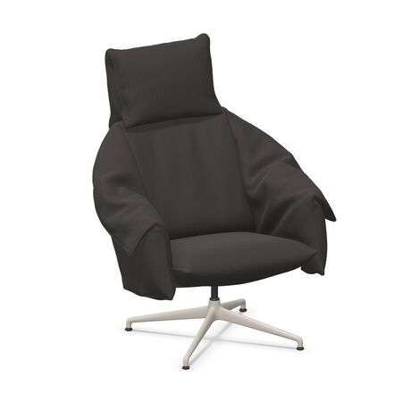 Vitra BCU Bascule Highback von Vitra Dunkelbraun 07 - Iroko 2, Kreide 37 pulverbeschichtet (glatt), H: 43 cm