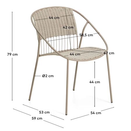 Kave Home Stapelbarer Outdoor-Stuhl Atrani von Kave Home Taupe