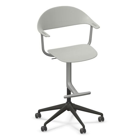 Vitra Mynt High Bürostuhl mit 5-Sterngestell von Vitra Grau 05 RE, Rolle weich gebremst für Hartboden 03, Aluminium gestrahlt 96