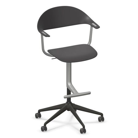 Vitra Mynt High Bürostuhl mit 5-Sterngestell von Vitra Basic Dark 01 RE, Rolle weich gebremst für Hartboden 03, Aluminium gestrahlt 96