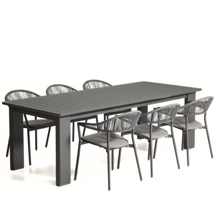Kave Home Set Ausziehtisch Livorno und 6 Stühle Alimia von Kave Home Graphit
