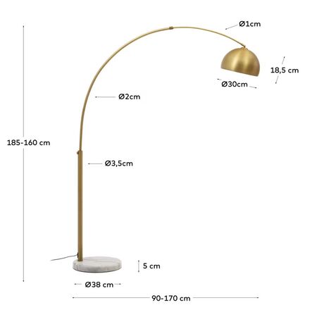 Kave Home Stehleuchte Madali von Kave Home Brass / Marmor weiss