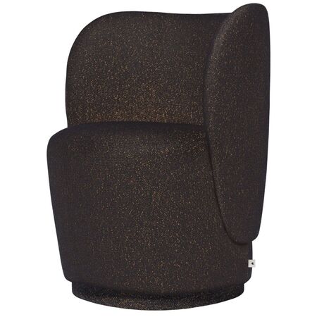 Ferm Living Drehbarer Lounge Chair Rico Club von Ferm Living Black / Honey - Vanir
