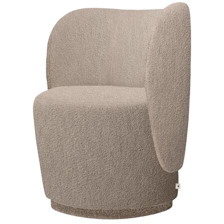 Ferm Living Drehbarer Lounge Chair Rico Club von Ferm Living Natural - Soft Bouclé