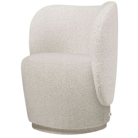 Ferm Living Drehbarer Lounge Chair Rico Club von Ferm Living Off-White - Bouclé