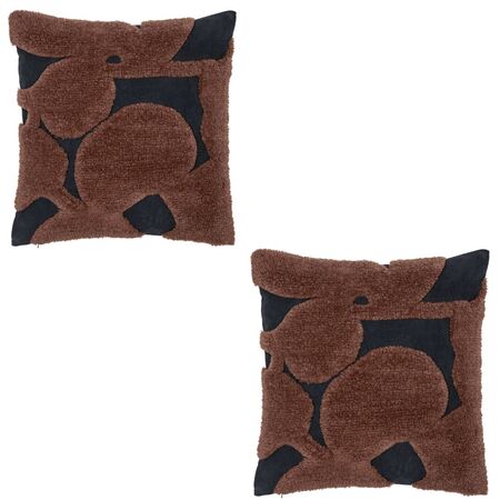 Ferm Living Tuftingkissen Cilla im 2er Set von Ferm Living Black / Dark Chocolate