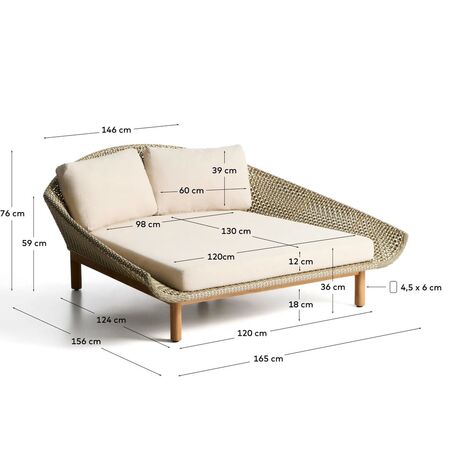 Kave Home 2er-Sonnenliege Olbia von Kave Home Grün / Beige