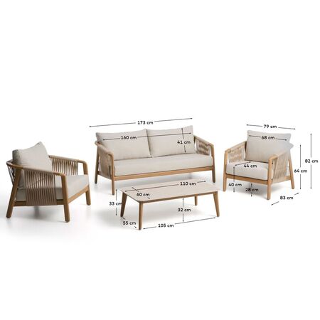 Kave Home Outdoor Set Sirte von Kave Home Ecru / Natur