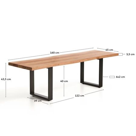 Kave Home Bank Uxue von Kave Home B: 160 cm, Natur / Schwarz