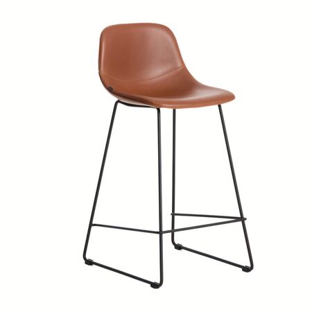 Kave Home Hohe Rückenlehne Hocker Zahara von Kave Home Sitzhöhe: 65 cm, Cognac