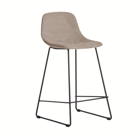 Kave Home Hohe Rückenlehne Hocker Zahara von Kave Home Sitzhöhe: 65 cm, Chenille Braun