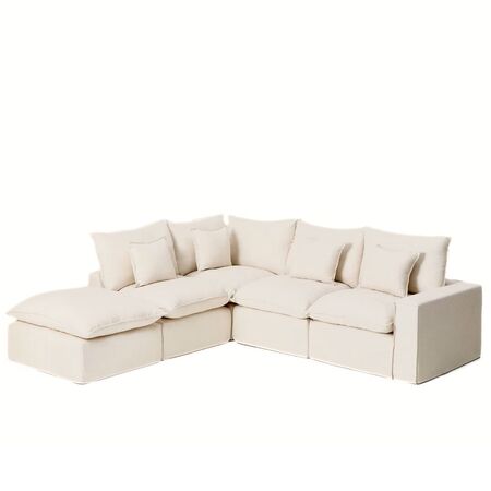 Kave Home Modulares 4-Sitzer Ecksofa Mit Pouf Anarela von Kave Home Links, Beige