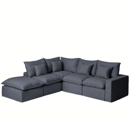 Kave Home Modulares 4-Sitzer Ecksofa Mit Pouf Anarela von Kave Home Links, Dunkelgrau