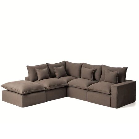 Kave Home Modulares 4-Sitzer Ecksofa Mit Pouf Anarela von Kave Home Links, Taupe