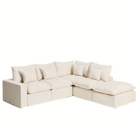 Kave Home Modulares 4-Sitzer Ecksofa Mit Pouf Anarela von Kave Home Rechts, Beige