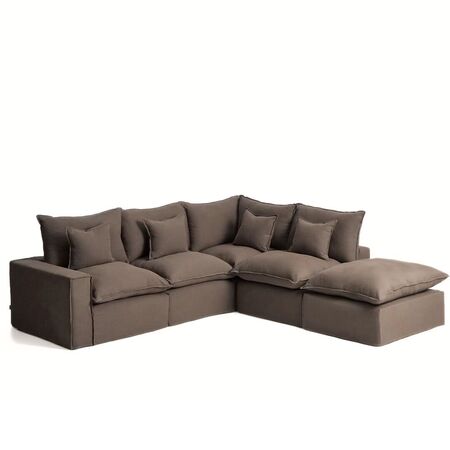 Kave Home Modulares 4-Sitzer Ecksofa Mit Pouf Anarela von Kave Home Rechts, Taupe