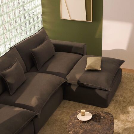 Kave Home Modulares 4-Sitzer Ecksofa Mit Pouf Anarela von Kave Home Links, Taupe