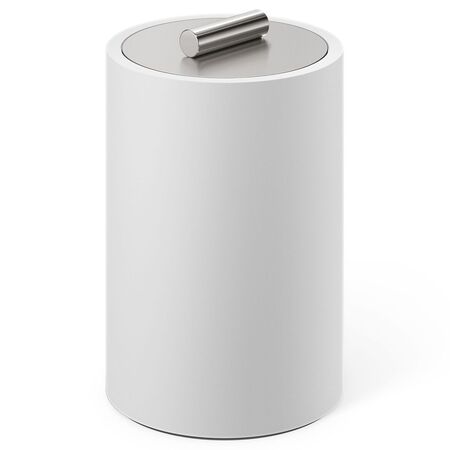 Decor Walther Dose mit Deckel STONE DMD von Decor Walther Edelstahl gebürstet,  Gross, Weiss Matt