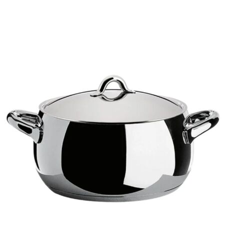 Alessi Kasserolle mit zwei Griffen und Deckel Mami von Alessi Edelstahl 