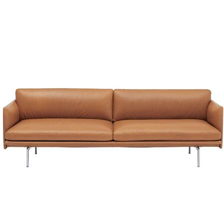 Muuto 3-er Sofa 'Outline' Refine Leder Cognac / Aluminium