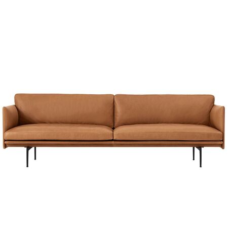 Muuto 3-er Sofa 'Outline' Refine Leder Cognac / Schwarz