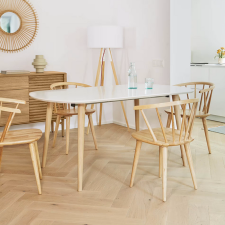 Tisch Weiss rechteckig ausziehbar 160 x 100 cm 'OQUI' von Kave Home