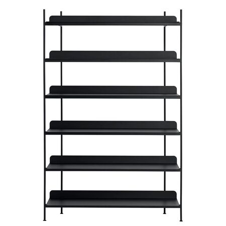 Muuto Hohes Regal 'Compile' Schwarz, 6 Tablare / H: 183 cm